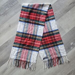 V. Fraas Cashmink Acrylic White Red Green Blue Plaid Made In Germany SOFT